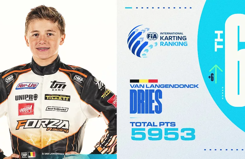 Van Langendonck progresse de 6 places et entre dans le top 10 du classement International Karting de la FIA